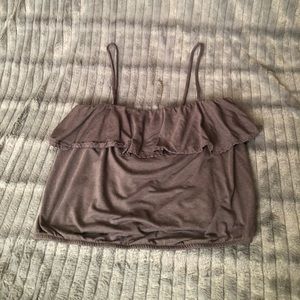 Gray tank top with ruffle
